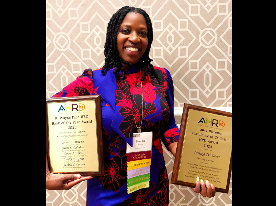 Assistant Professor of Human Resource Development (HRD) Tomika W. Greer has been recognized with the Excellence in Critical HRD award at this year's Academy of Human Resource Development (AHRD) international research conference in Virginia. 