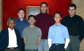 Chemical Engineering: (front row) Advisor K.K. Mohanty, Ching Leung Chan and Ngoc Pham, (back row) Advisor Adam Capitano, Paul Michael Rico and Advisor Michael Nikolaou.