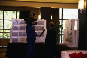 Dr. Vipu being interviewed by ABC Channel 13 News at the 5th Annual Texas Hurricane Center Conference.