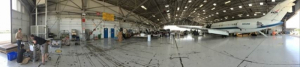 The infamous "vomit comet," NASA's zero gravity plane, parked in the hangar.