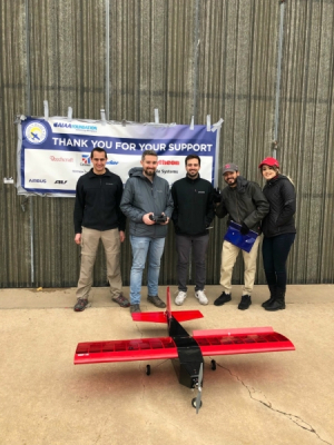 Lubna Samara (on the right end) and four other Cullen College of Engineering students represented UH at the 2018 AIAA Design Build Fly competition.