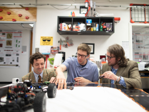 Researchers involved in the project include Dylan Shell, left, of Texas A&M University, project leader Aaron Becker of the UH Cullen College of Engineering, center, and Jason O'Kane of the University of South Carolina