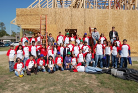 Honors Engineering students take part in a Habitat for Humanity build. 