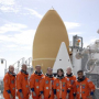 Cullen College alumnus Danny Olivas (far left) with the crew of the upcoming Discovery STS-128 mission. Photo courtesy of NASA.