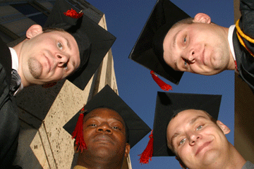 A team of engineering students from the Spring Capstone Design course graduated this week. Clockwise from top left: Shawn Thomas, Brett Thomas,Erik Daniel and Wayne Baptist. Photo by Jeff Shaw.