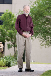 Wallace "Wally" Anderson poses outside the engineering buildings last spring. Photo by Thomas Shea