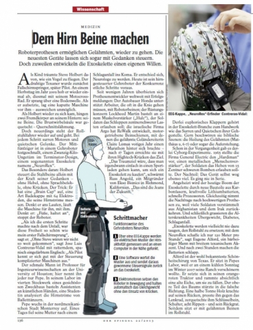 German news magazine Der Spiegel featured the incredible research of professor Jose Luis "Pepe" Contreras-Vidal, who has developed a thought-controlled robotic exoskeleton which can be used to help paralyzed patients regain their mobility.