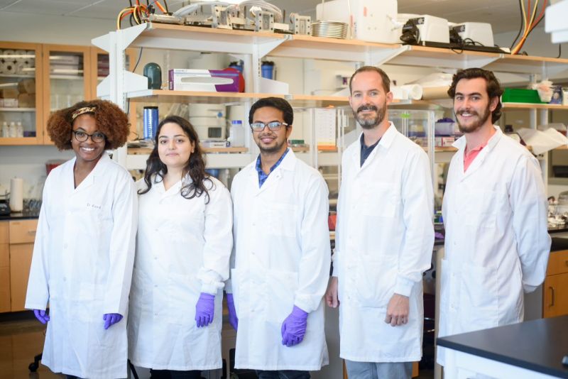 Devin Shaffer (second from right) poses with his graduate students during Summer 2021.