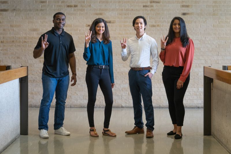 Cullen College of Engineering TrueStep Capstone team members Arnold Emeh, Rukaiya Batliwala, Anthony Pham and Tanvi Parikh won two awards at the 2021 Excellence in Senior Design Competition at the University of Texas at Dallas.