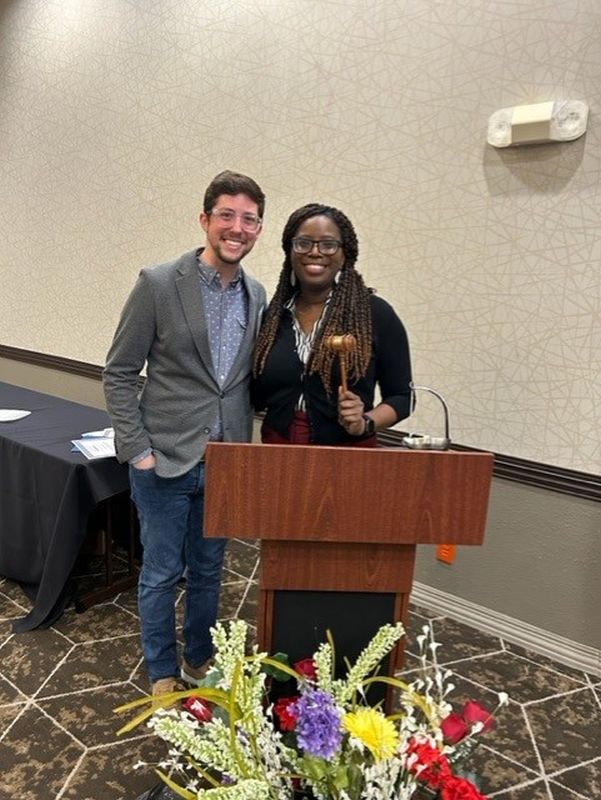 Blake Mudd (left) and Olivia Johnson (right) are new officers of AAFCS-TX. Mudd is a lecturer of Retailing and Consumer Sciences, and Johnson is an assistant professor. 