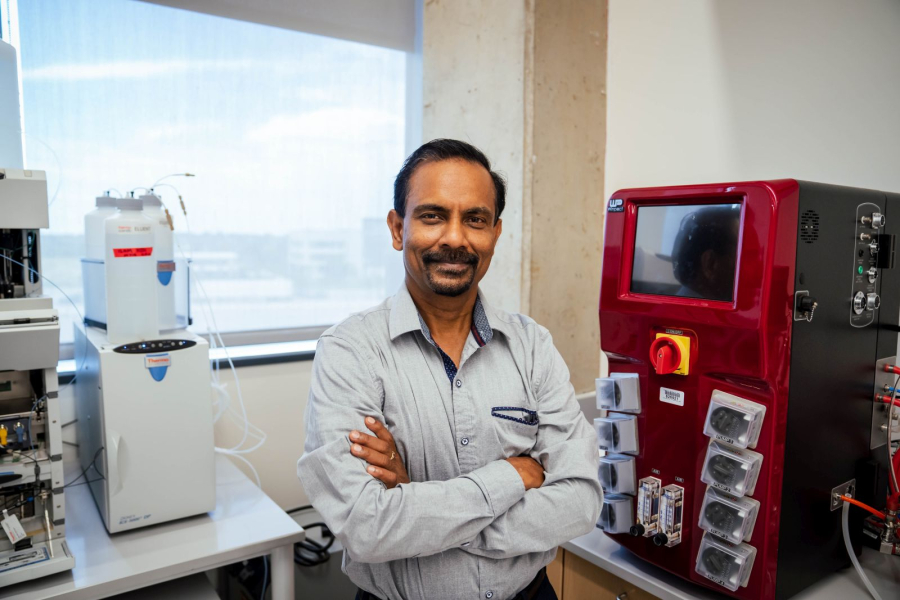 Associate professor of biotechnology Venkatesh Balan [pictured] and professor of mechanical engineering technology Weihang Zhu were recently awarded $750,000 of a $2 million grant by the USDA National Institute of Food and Agriculture (NIFA) to conduct groundbreaking work into the development of a new poultry feed additive made from mushrooms. 