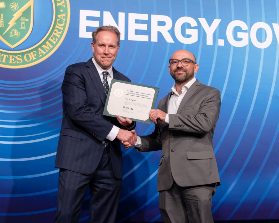 Chris Slaton [right], a Mechanical Engineering student at the Cullen College of Engineering, completed the Mickey Leland Energy Program fellowship this summer with the U.S. Department of Energy and Office of Fossil Energy and Carbon Management. 