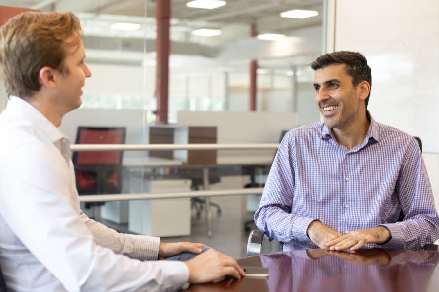 Hadi Ghasemi, founder of Elemental Coatings and an associate professor in the Mechanical Engineering Department at the Cullen College of Engineering, speaks with his company's CEO, Brian Huskinson.