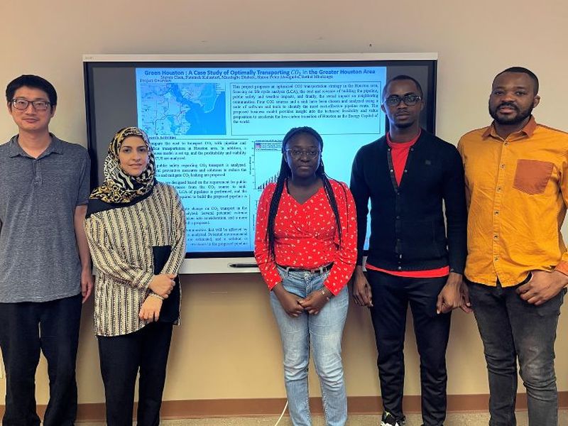 GreenHouston team members from L to R: University of Houston students Steven Chen, Fatemeh Kalantari (team leader), Massiagbe Diabate, Bethel Mbakaogu, and Simon Peter Nsah Abongmbo. 