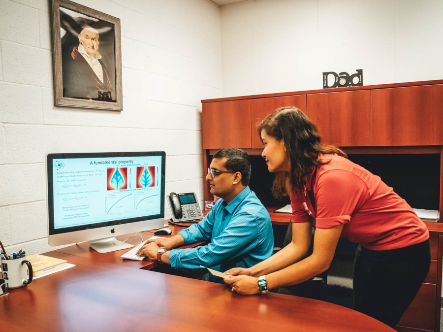 Kalyana Nakshatrala [left], associate professor and associate chairman of the Civil and Environmental Engineering Department, is the lead author for a new paper written with doctoral student Kripa Adhikari about using fluids to control temperature. 