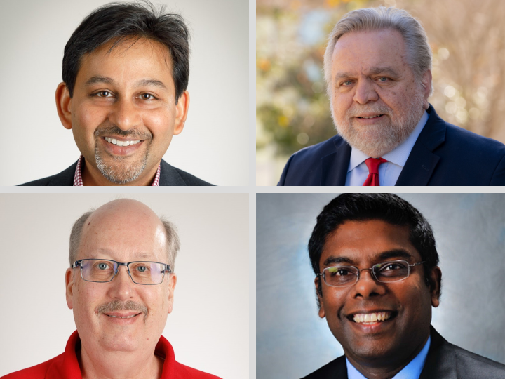 UH's new NAI Senior Members, clockwise from top left: Shishir Shah, Triantafillos Mountziaris, Gomika Udugamasooriya and James Briggs.