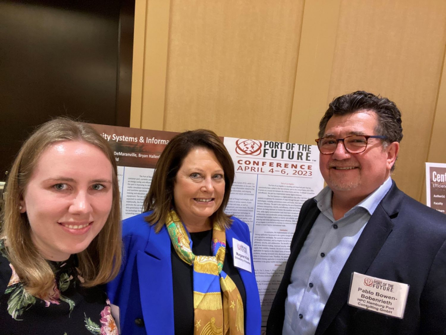 Margaret Kidd [center], professor and undergraduate program director of Supply Chain and Logistics Technology. 