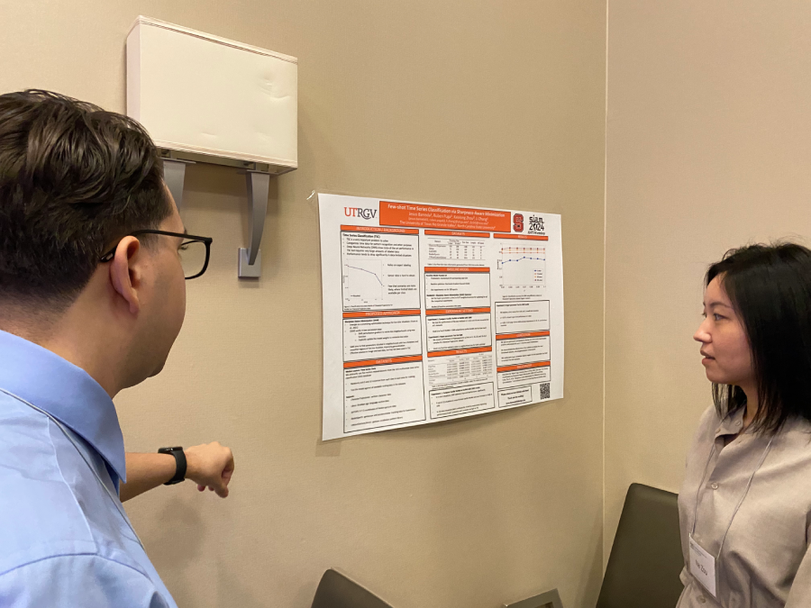 Assistant professor of industrial engineering Na Zou (right) has received $169,982 of a collaborative research award from the National Science Foundation (NSF) Computer and Information Science and Engineering Minority Serving Institution (CISE-MSI) Research Expansion program. 