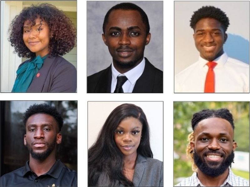 Members of the University of Houston’s National Society of Black Engineers. Top row, from left, Micah Le-Masakela, Bethel Mbakaogu, Evan Sherman; Bottom row, from left, Jeremy Fagbola, Marie Abejide and Nick Miller.
