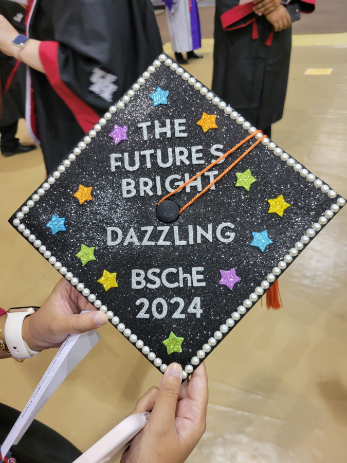 Carmella Habal's mortarboard. 
