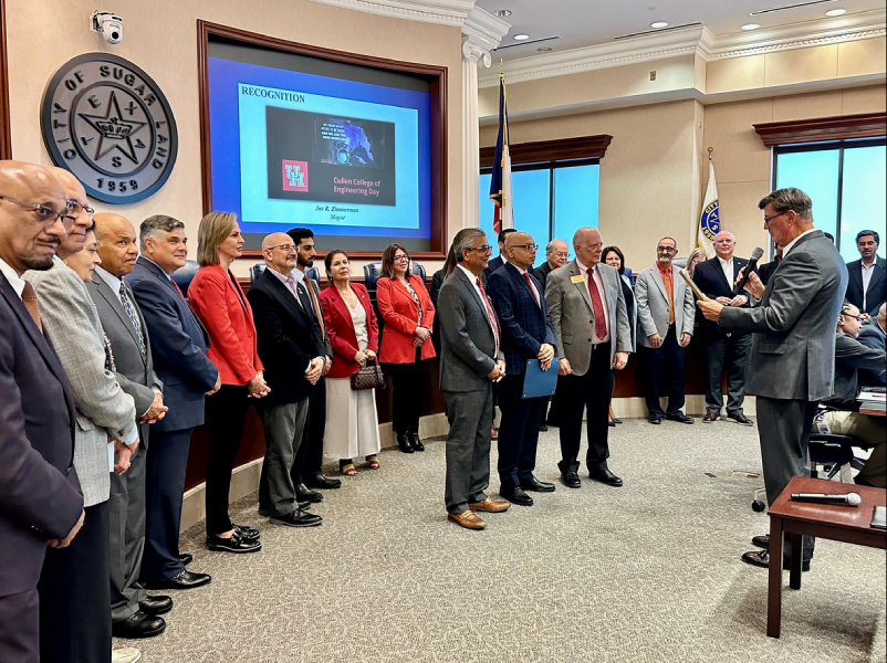 The proclamation was sponsored and presented by Mayor Joe R. Zimmerman, who earned his B.S. in civil engineering from Cullen College in 1983.
