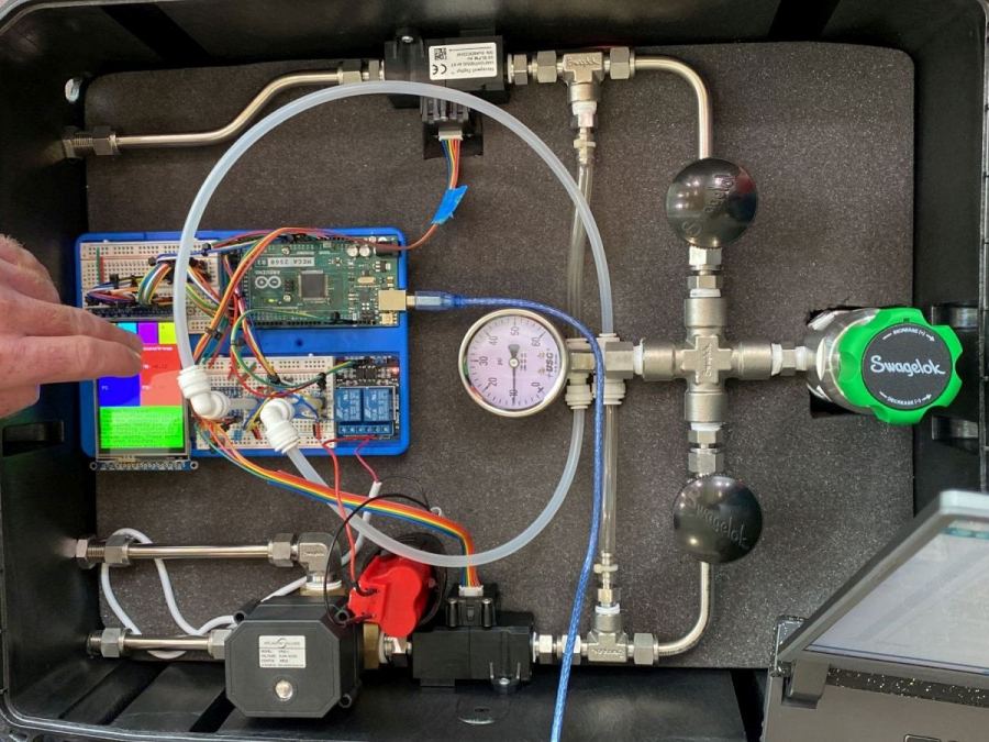 A picture of the capstone project device. 