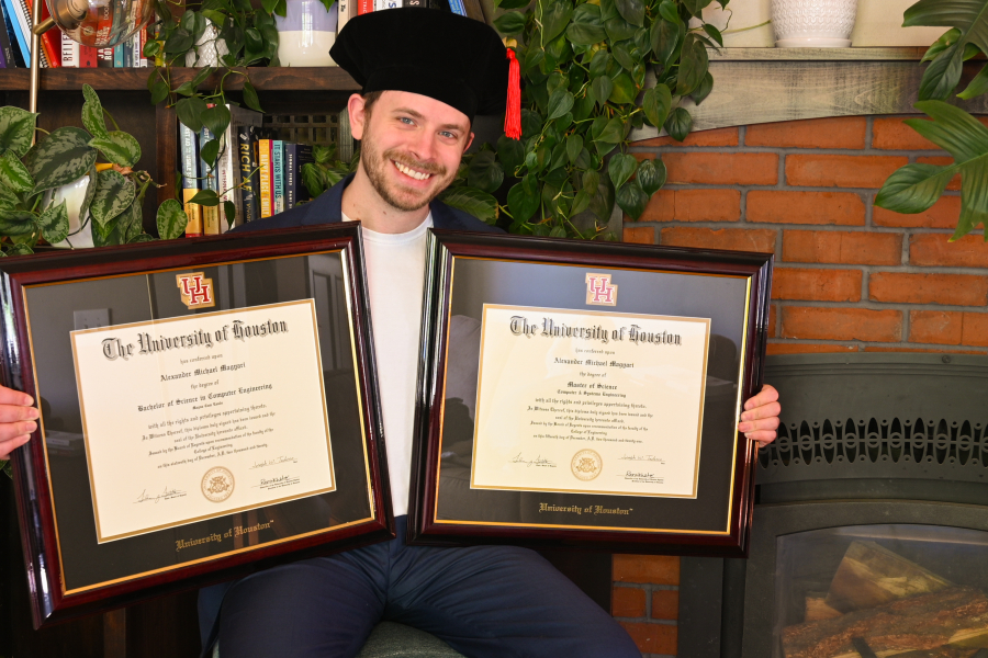 At the end of this semester, quantum cryptography researcher Alexander Magyari will have earned his bachelor's degree, his master’s degree and his Ph.D. from the Cullen College of Engineering.