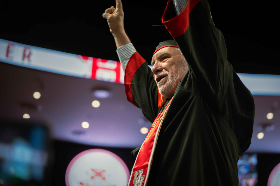 In addition to his degree, Martin also received two standing ovations from friends, classmates, and the entire crowd at the Fertitta Center.