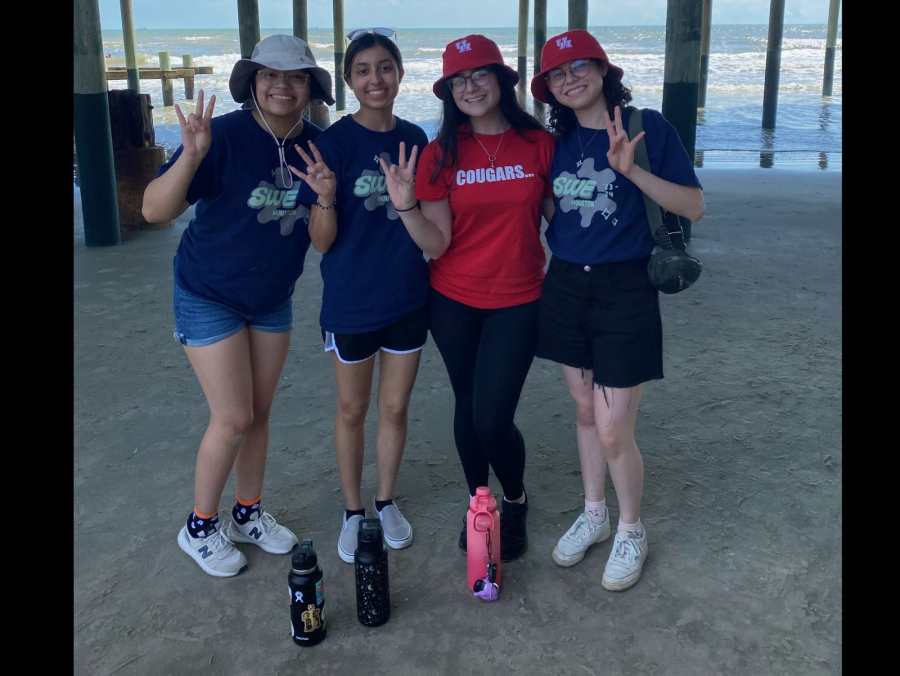 Renee Badilla [right] with friends from the University of Houston Society of Women Engineers. 