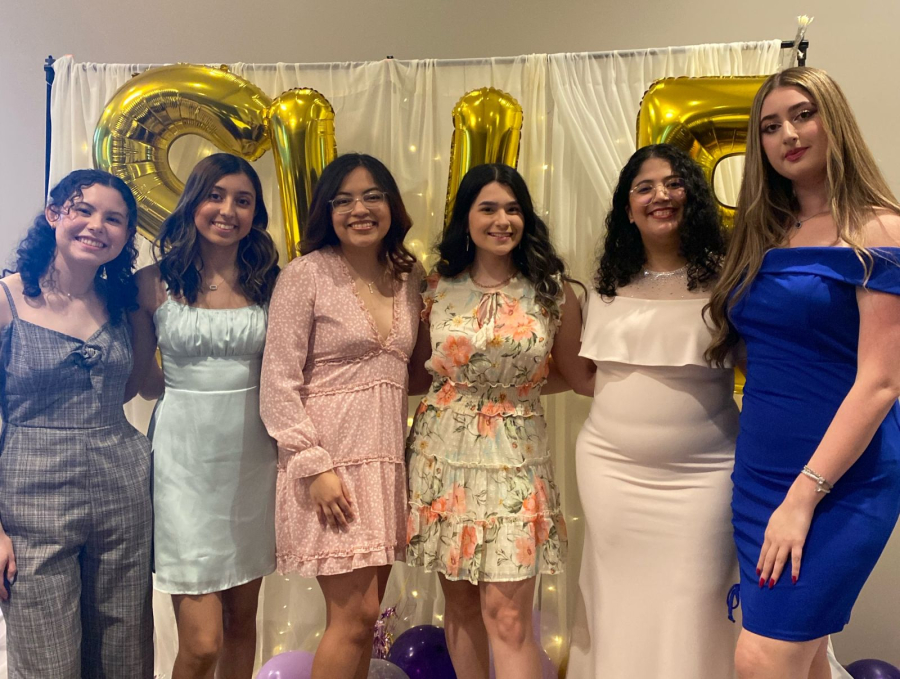Renee Badilla [left] with friends from the University of Houston Society of Women Engineers. 