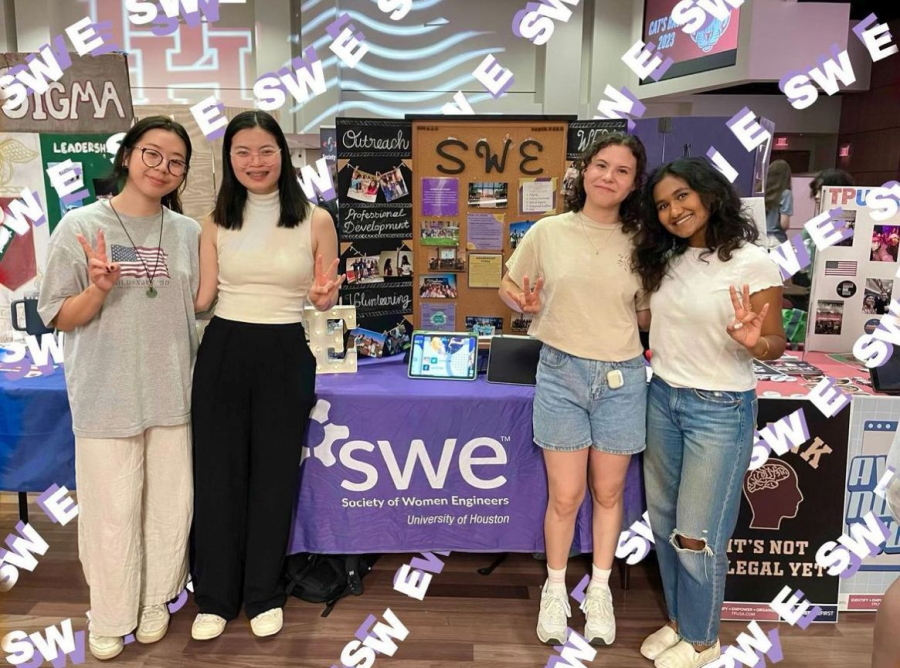 Renee Badilla [second from right] with friends from the University of Houston Society of Women Engineers. 