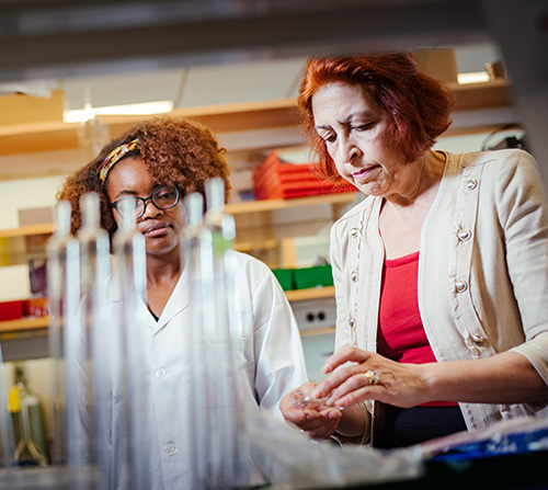 Hanadi Rifai in the lab with graduate student researcher, Dana Reed