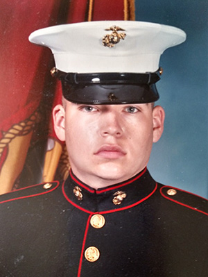 Portrait of Alexander Steele while serving in the Marines