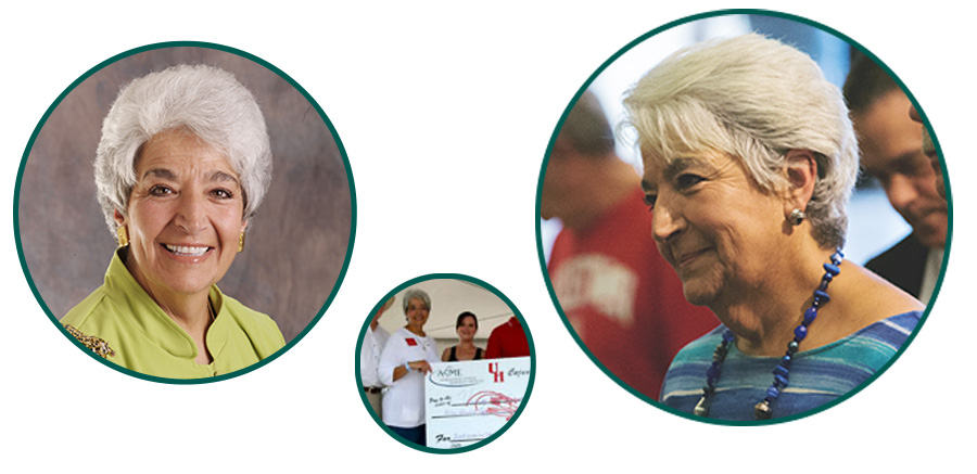 Left to right: Vita Como. Vita and Janice Quiroz-Perez at crawfish boil in 2008. Vita at her retirement party in 2015.