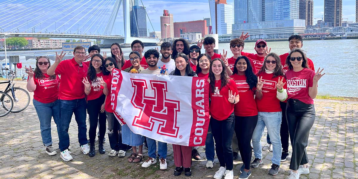 Dan Burleson, Alex Landon and undergraduate students in the Netherlands.