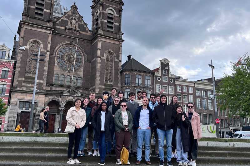 Dan Burleson, Alex Landon and undergraduate students in the Netherlands.