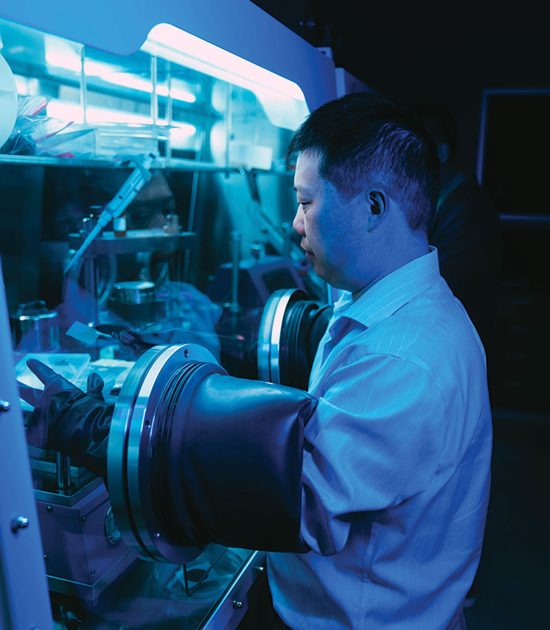 Yan Yao working on his sodium batteries studies.