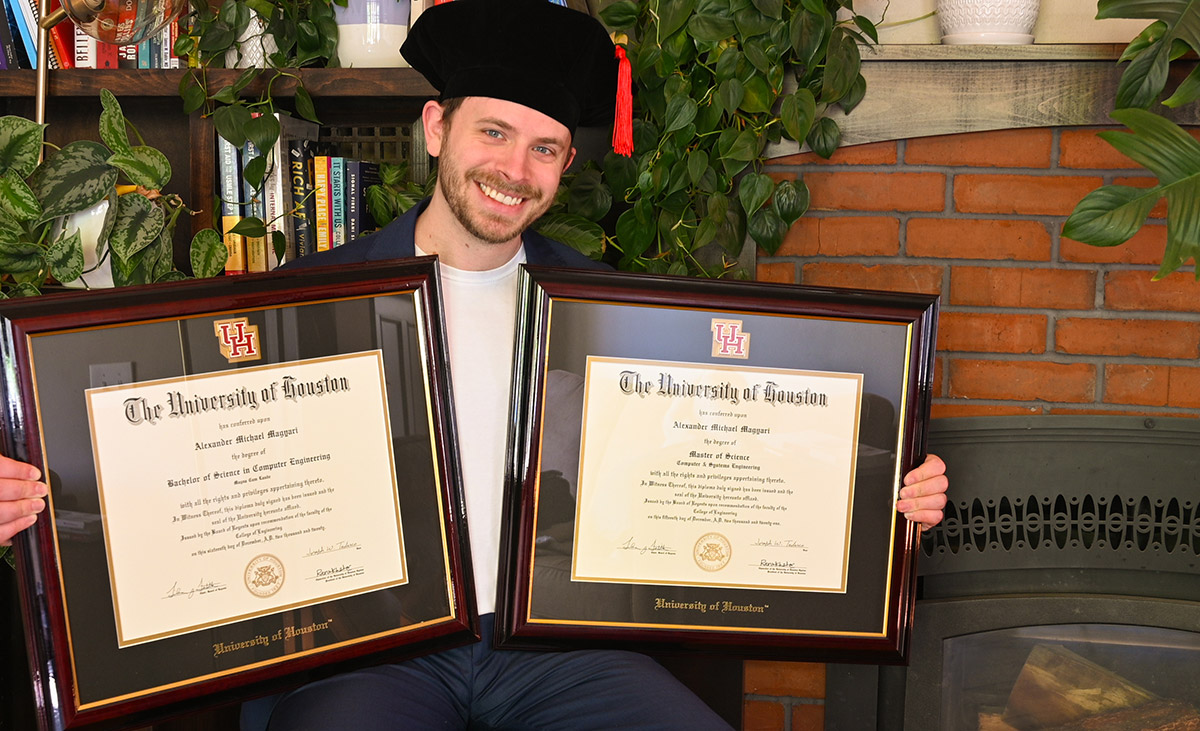 Quantum cryptography researcher Alexander Magyari has completed his bachelor’s degree, his master’s degree and, as of May 2025, his Ph.D. from the Cullen College of Engineering.