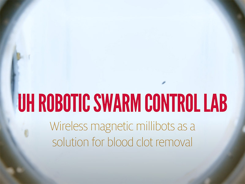 Researchers from the UH Engineering Robotic Swarm Control Laboratory are developing a novel treatment for pulmonary embolism (PE) using millimeter-scale corkscrew shaped robots controlled by a magnetic field