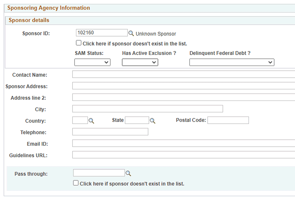 Sponsoring Agency Information