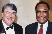 UH Engineering Dean Raymond Flumerfelt with Houston Mayor Lee Brown. Photo by Phil Busby.