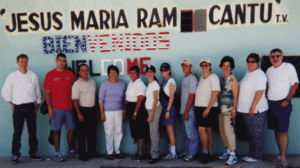 The group of volunteers involved in Operation Education at one of the elementary schools in Acuna, Mexico, where school supplies were delivered last summer. Fourth person from the left is Diana Raquel Salame de Ramon, wife of Acuna's mayor, who escorted the group across the border. 