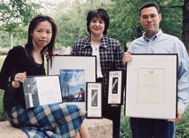 Engineering Communications staff members Harriet Yim, Angie Shortt and Brian Allen showcase their recent awards.