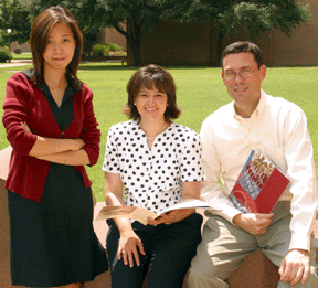 Engineering Communications staff members Harriet Yim, Angie Shortt and Brian Allen receive awards from local and regional organizations. Photo by Jeff Shaw, who recently joined the team as staff photographer.