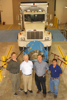 Pictured are Stephen Jeane, facility manager; Professor Charles W.Rooks, facility director; Steve Dornak, City of Houston project manager; and Miguel Cruz, facility manager. Photo by Jeff Shaw.