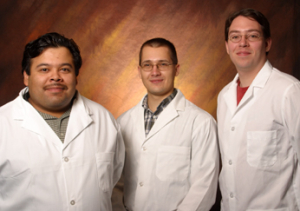 UH engineering graduate students Ariel Ruiz, Darren Smith and Barry Craver (ECE) are among the first to participate in the newly established NSF-Navy Civilian Service Fellowship Program. Photo by Jeff Shaw.