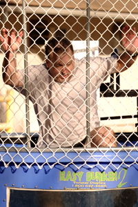 Electrical and Computer Engineering Assistant Professor Richard Barton falls into the dunk tank at the IEEE 27th Annual Chili Cookoff last Thursday. Photo by Jeff Shaw.