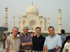 A delegation from the University of Houston poses in front of the Taj Mahal in Agra, India during a recent trip aimed at establishing academic and research partnerships with several engineering colleges throughout the country. Cullen College of Engineering Associate Dean of Graduate Studies Larry Witte led the group, which included Haluk Ogmen, chair of electrical and computer engineering; Haider Malki, associate dean of research, UH College of Technology; and Hamid Parsaei, chair of industrial engineering.
