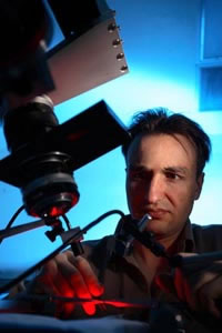 Valery Kalatsky, assistant professor of electrical and computer engineering, works in the UH Center for Neuro-Engineering & Cognitive Science. Photo by Jeff Shaw.