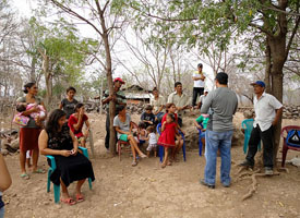 Jorge Macias Jr. leads a community meeting during the UH chapter's trip to Nicaragua. Photo courtesy of EWB.
